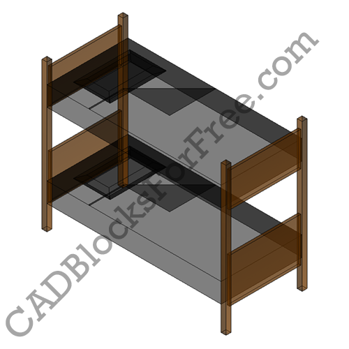 Bunk Bed Free Autocad Block In Dwg, Bunk Bed Block